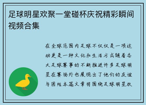 足球明星欢聚一堂碰杯庆祝精彩瞬间视频合集